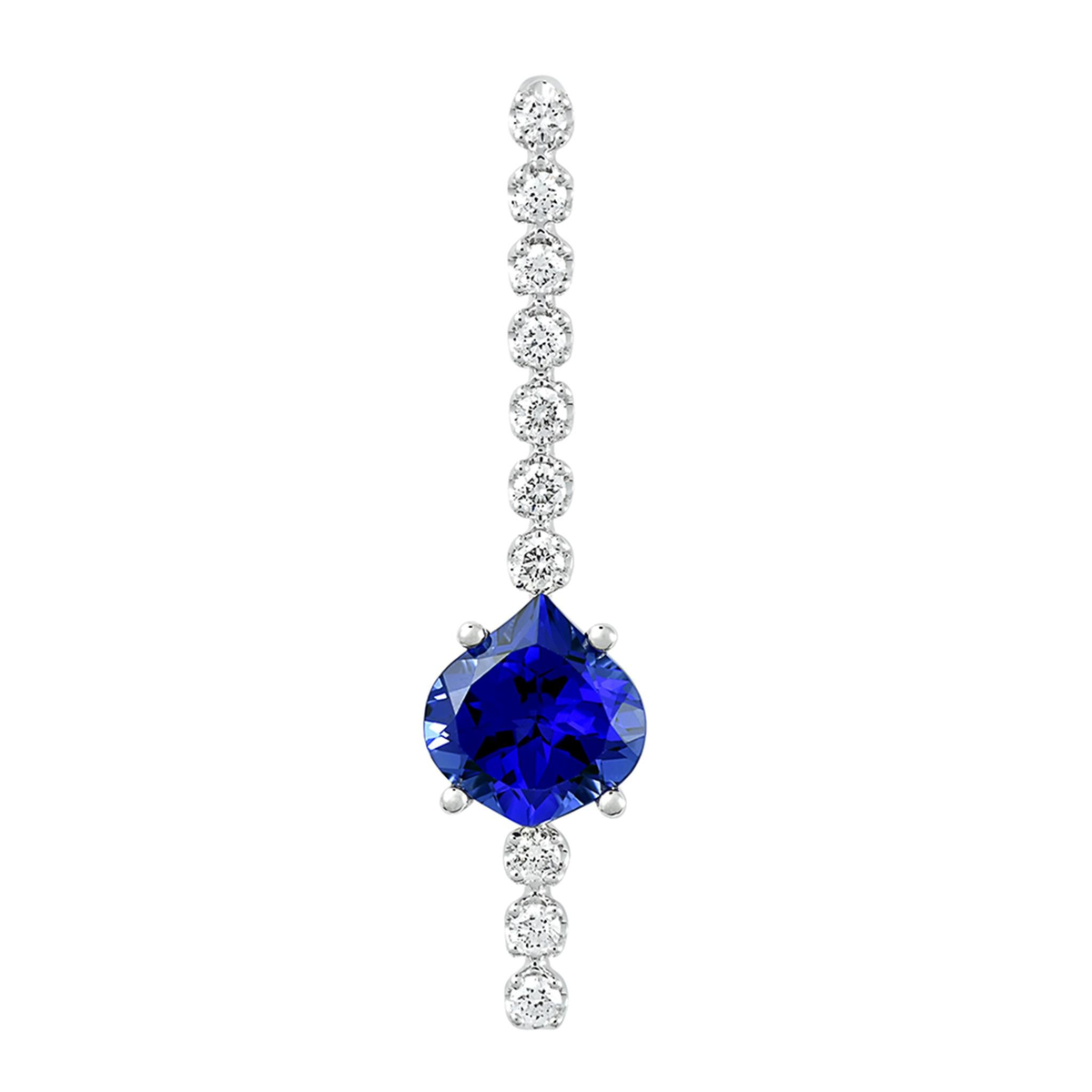 14Kt White Gold 2.27Ct Onion-Shape Chatham Created Blue Sapphire Pendant