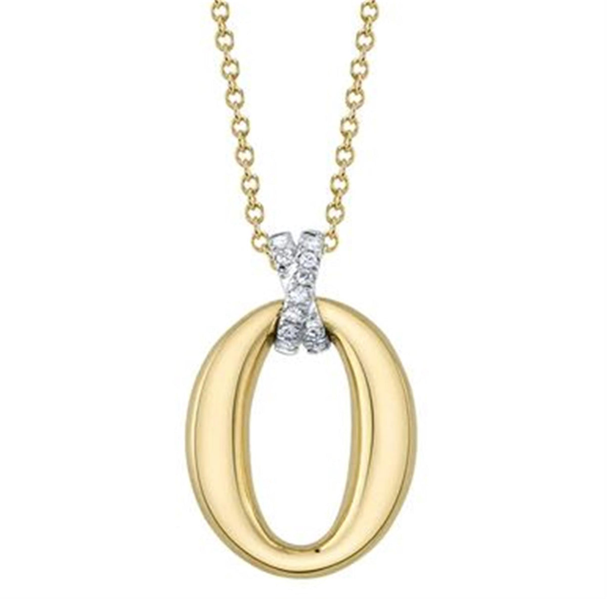 Shy Creation Gold Oval Pendant with Diamond Bail