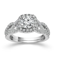 14Kt White Gold Infiity Weve Halo Engagement  Set With 2.00ctwt Natural Diamonds