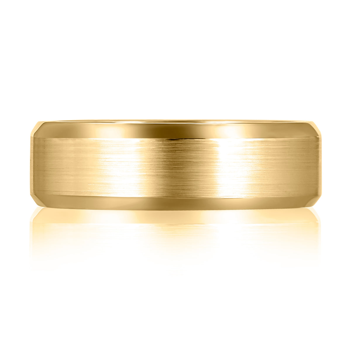 A. Jaffe Expandable 7mm Satin Center High Polish Beveled Edges Men's Band in 14K Yellow Gold