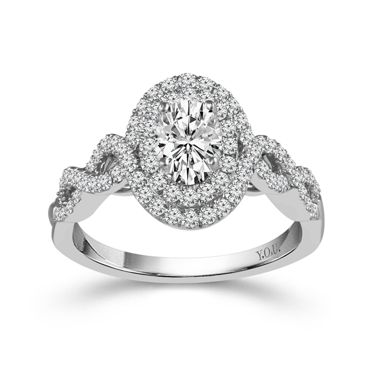 14Kt White Gold Halo Engagement Ring With 0.70ct Natural Center Diamond
