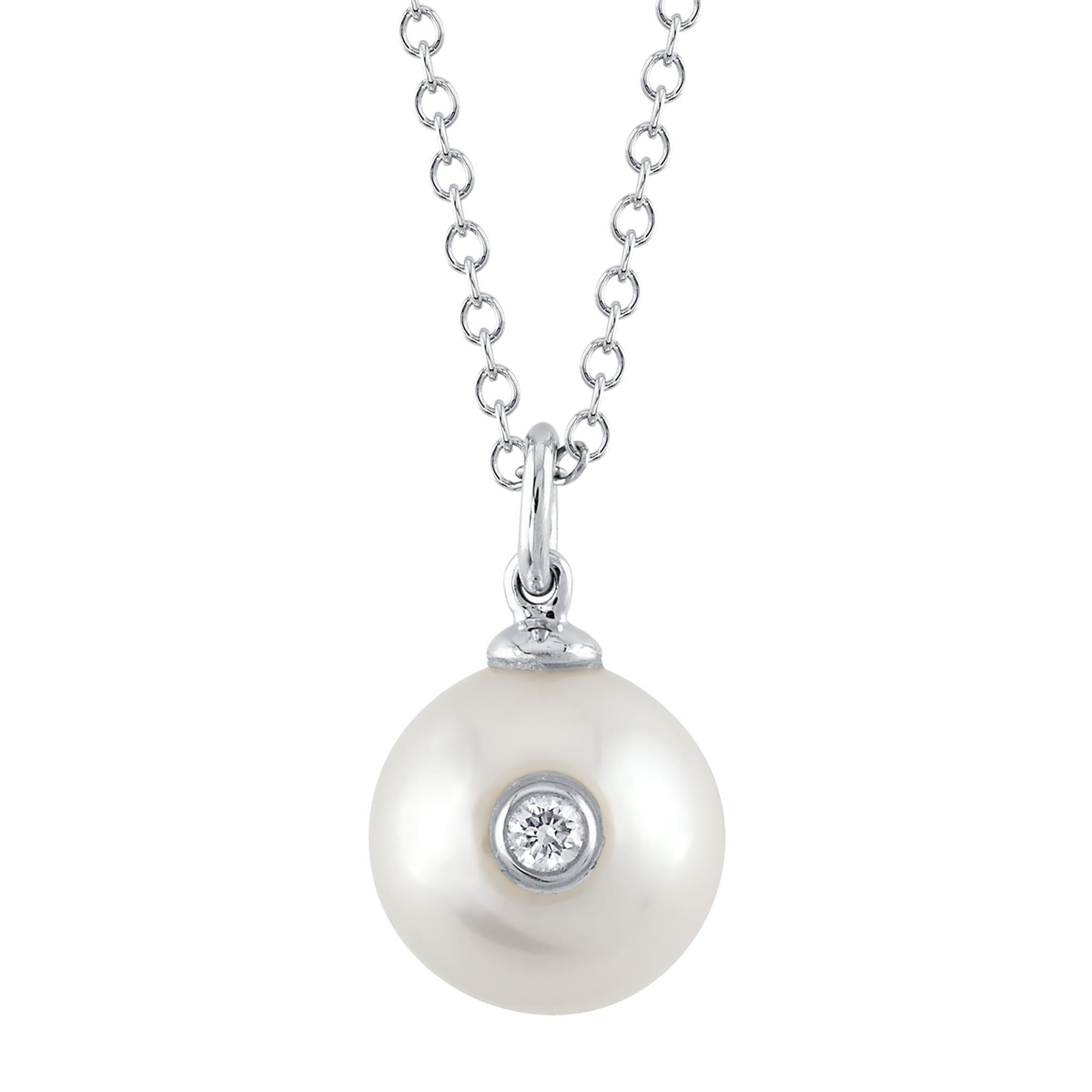 Shy Creation Gold Cultured Pearl Diamond Necklace