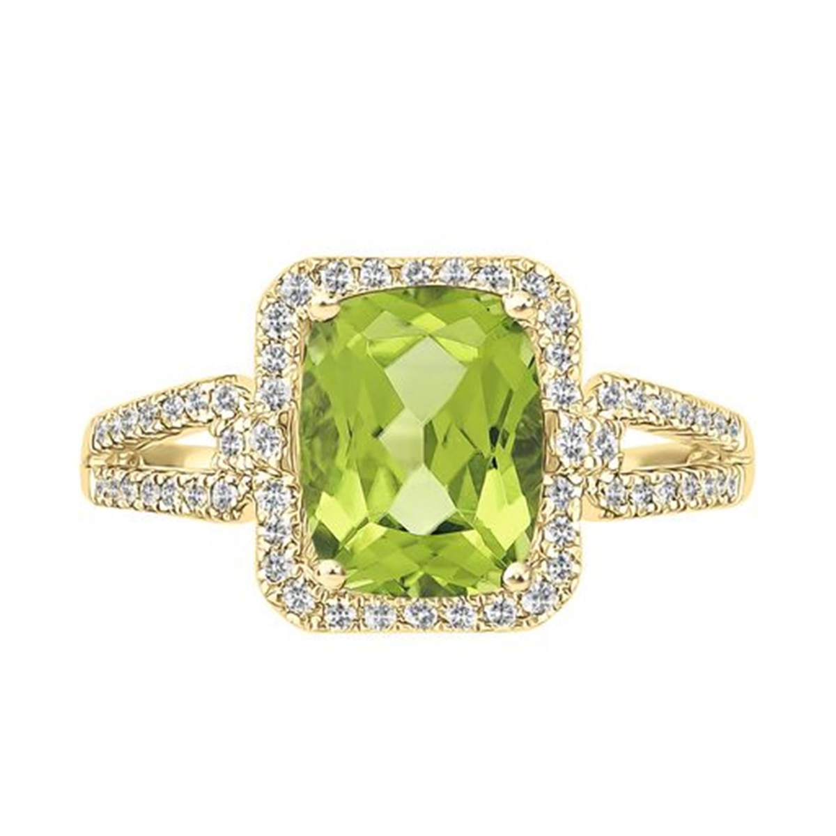 14Kt Yellow Gold Peridot and Diamond Ring