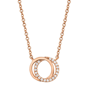 Shy Creation 14Kt Rose Gold .07cttw Diamond "You and Me" Circle Necklace
