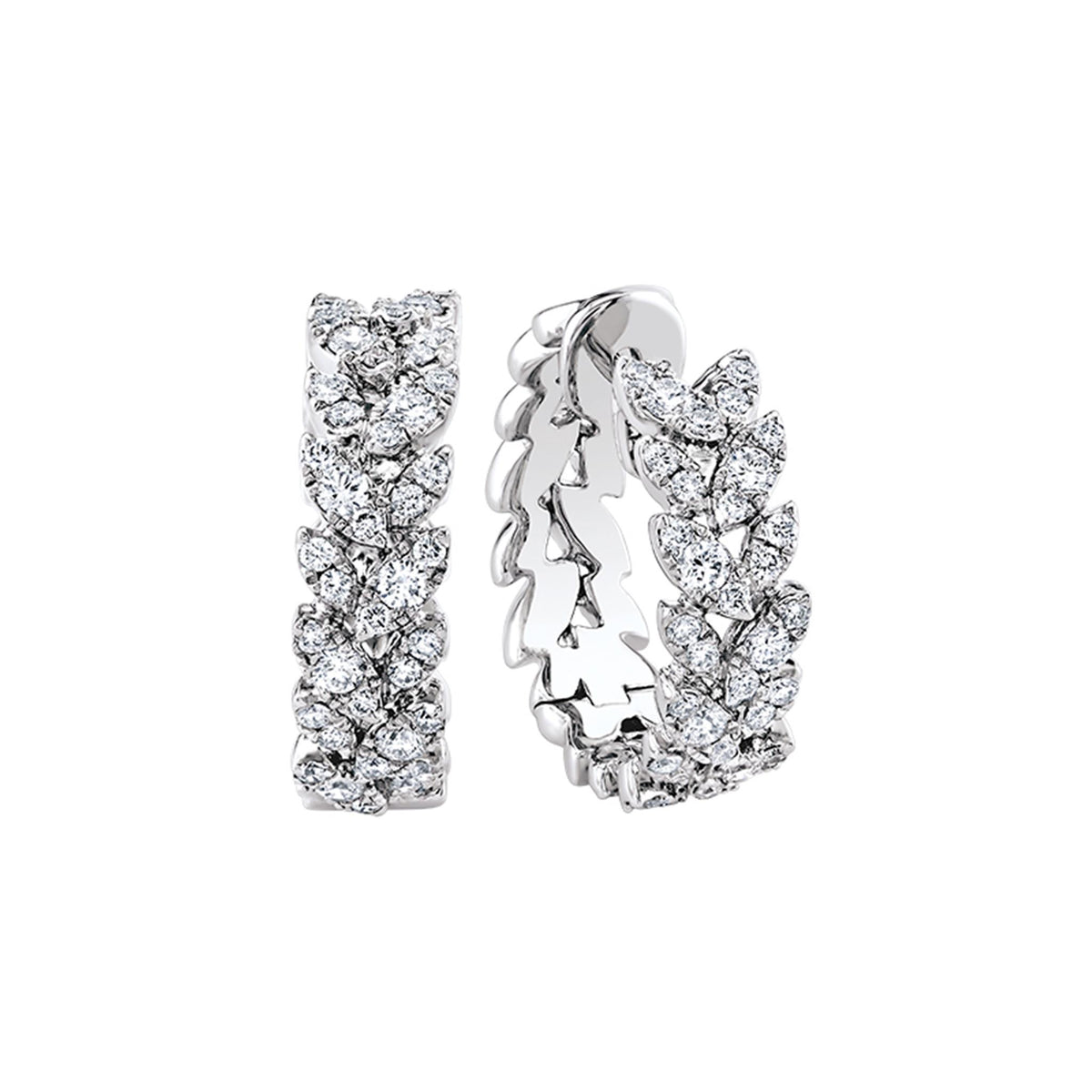 14K White Gold Autumn Hoop Earrings with .92cttw Natural Diamonds