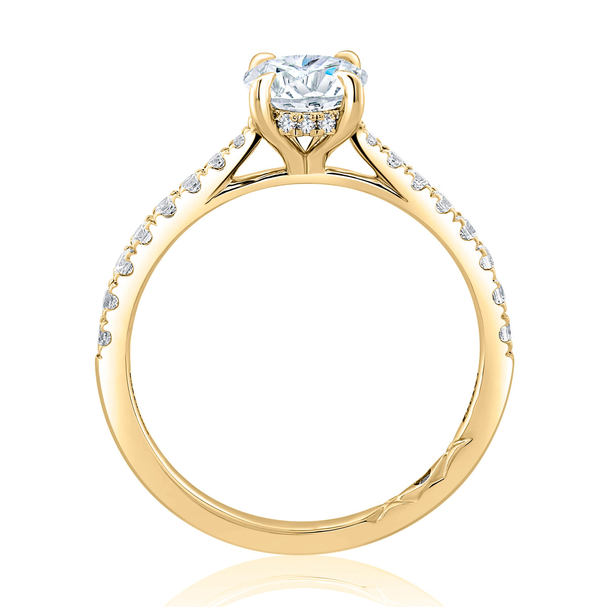 A. Jaffe Oval Hidden Halo & Pave Engagement Ring in 14K Yellow Gold