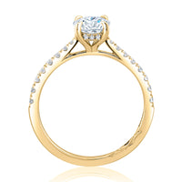 A. Jaffe Oval Hidden Halo & Pave Engagement Ring in 14K Yellow Gold