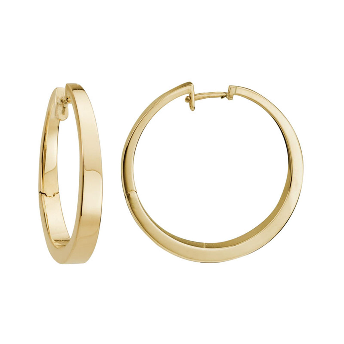 Lasker Lux 14Kt Yellow Gold 32mm Tapered Hoop Earrings