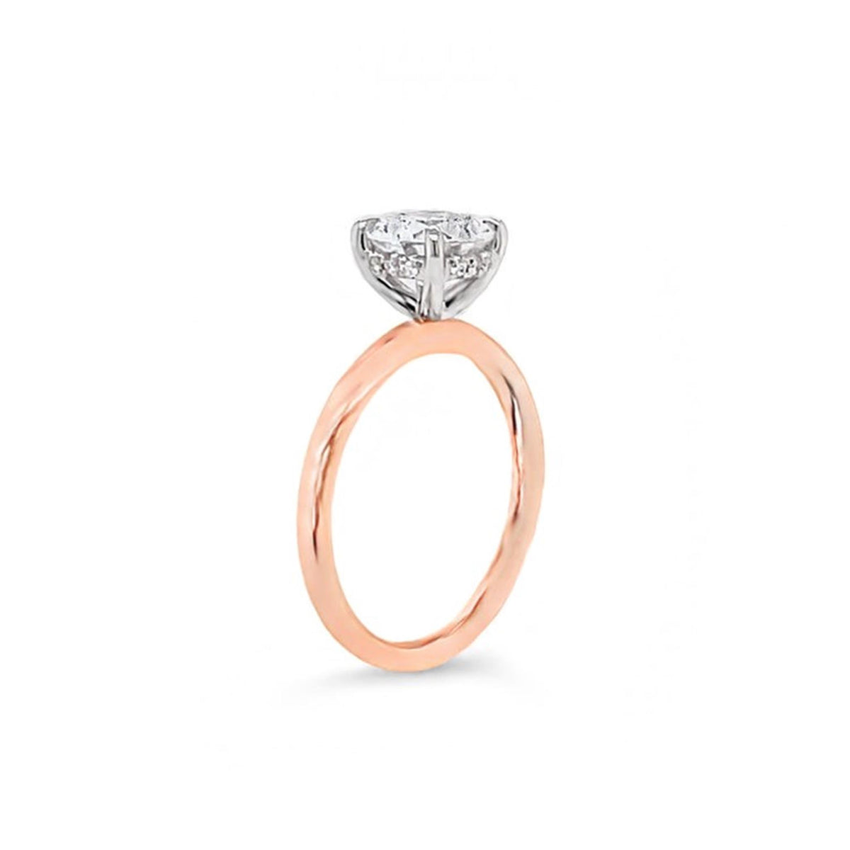 14Kt Rose & White Gold Solitaire Engagement Ring Mounting With 0.05cttw Natural Diamonds