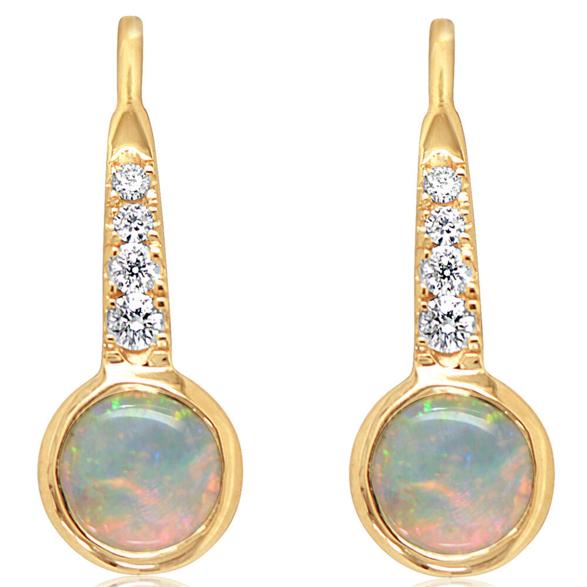 14Kt Yellow Gold Leverback Earrings With 0.62ct Australian Opals