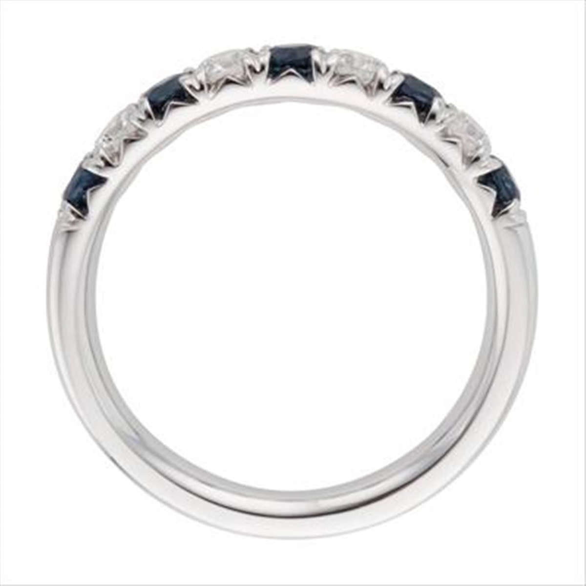 18Kt White Gold Chevron Blue Sapphire  Diamond Band