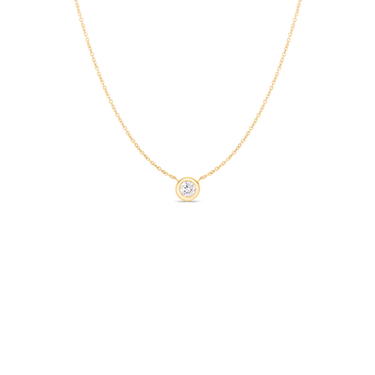 Roberto Coin 18Kt Yellow Gold Round Bezel Set 0.19ct Round Natural Diamond Solitaire Necklace
