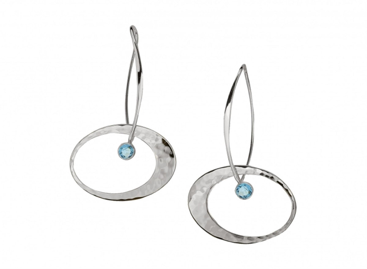 E.L. Designs Silver Elliptical Elegance Blue Topaz Earrings