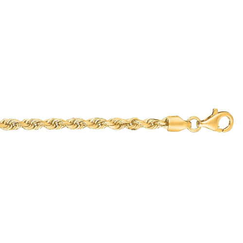 22" 10K Yellow Gold 3mm Rope Chain