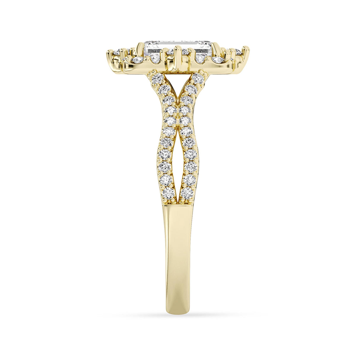 Lasker's Big Rocks Collection 14Kt Yellow Gold Split Shank Ring With Lab-Grown Center Diamond