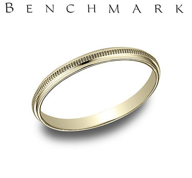 "The Designer" 14Kt Yellow Gold 2mm Band with Milgrain Center