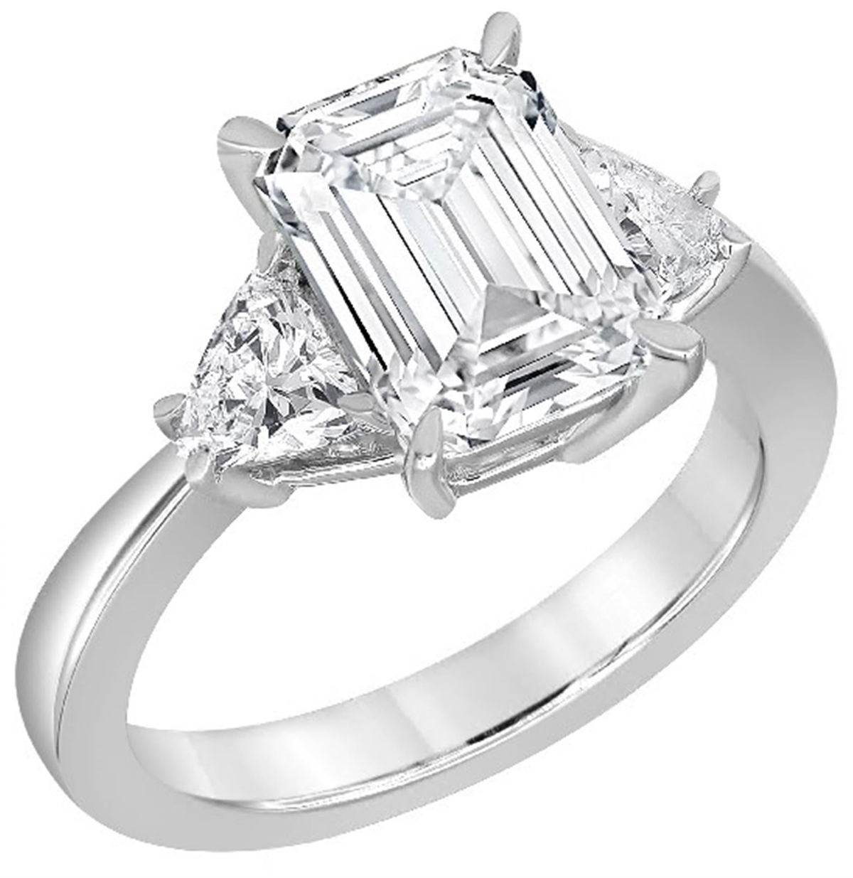 Lasker's Big Rocks 14Kt White Gold Three-StoneRing With 3.09ct Lab-Grown Center Diamond