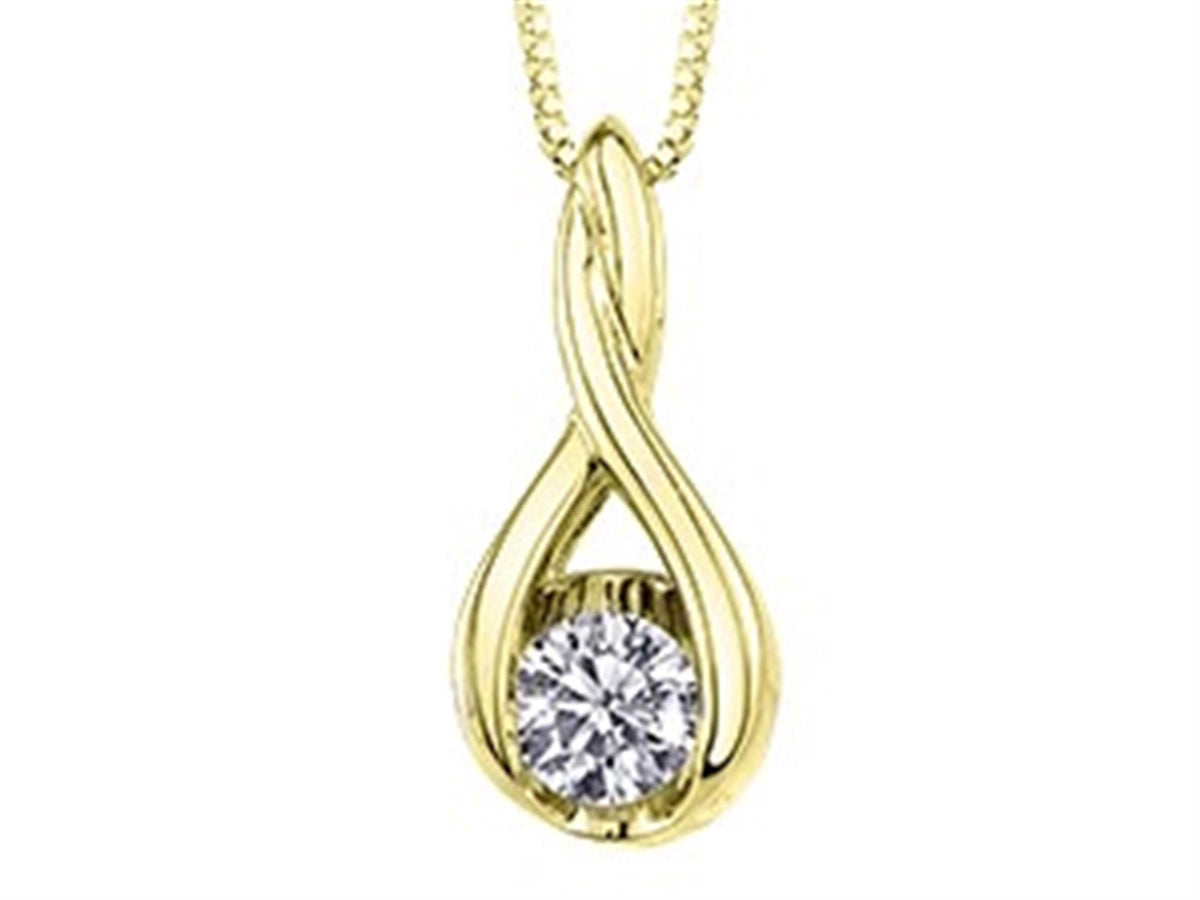 Weave Solitaire Pendant In 10Kt Yellow Gold  With .15cttw Natural Diamond