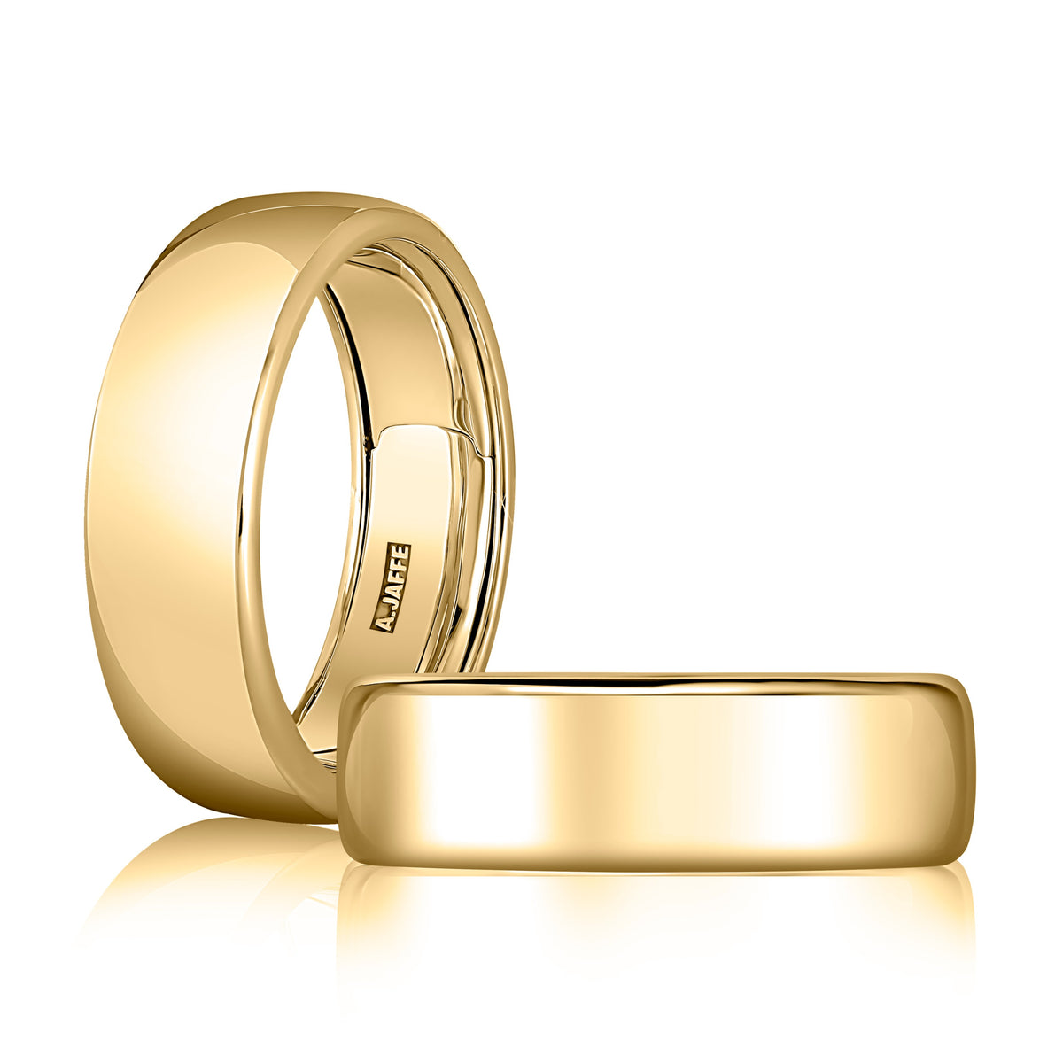 A. Jaffe Soft Domed Men's Band 7mm High Polish in 14Kt Yellow Gold
