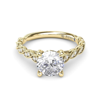 FANA 14Kt Vintage Inspired Engagement Ring Mounting - Round Center Stone Sold Separetely