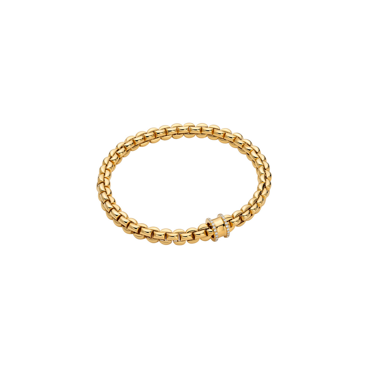 FOPE 18Kt Yellow Italian Gold 0.17cttw Diamond Rondel EKA Flex'It Bracelet - M