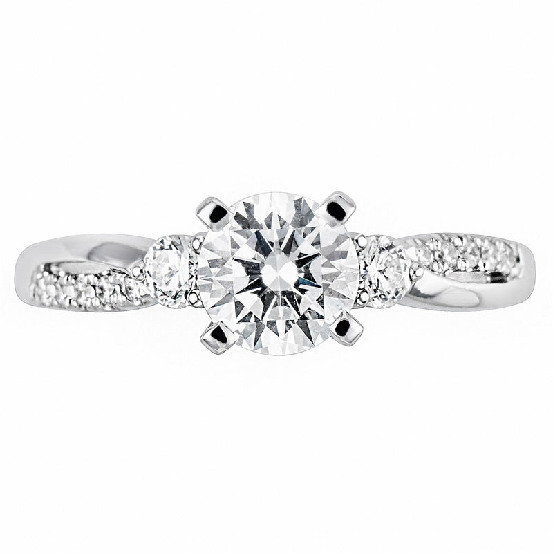 18 W Free-Form Engagement Ring With 0.22ct Natural Center Diamond
