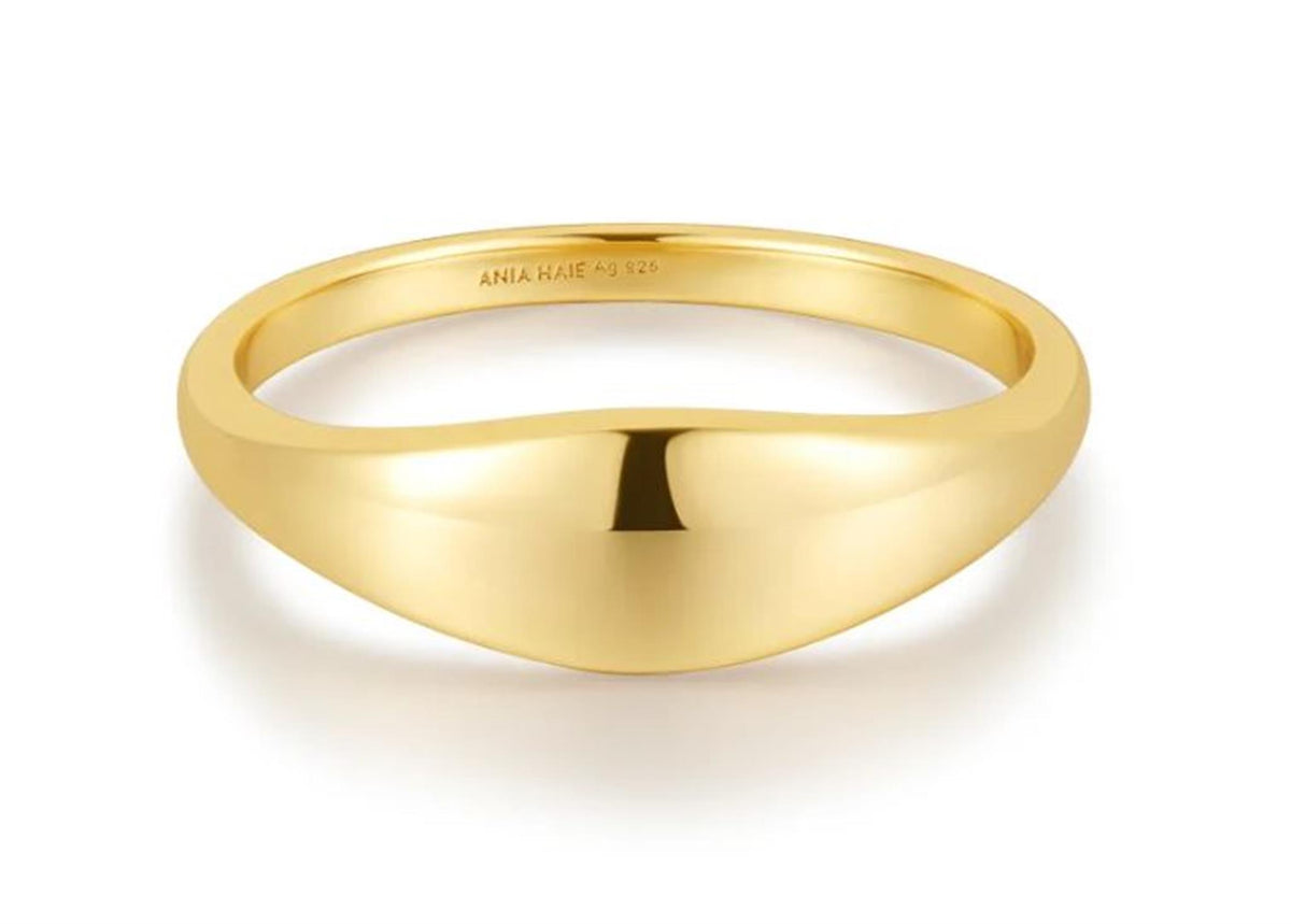 Ania Haie Plain Gold Dome Ring in 14Kt Yellow Gold Overlay