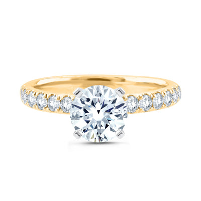 14Kt Yellow Gold  Engagement Set  With 1.56ct Round Lab-Grown Diamond