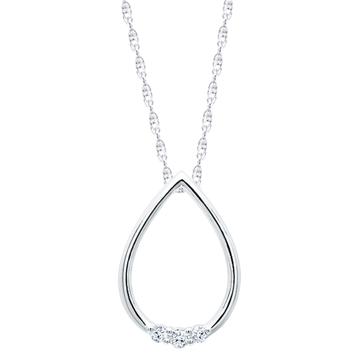 10Kt White Gold Teardrop Pendant With .05Cttw Diamond