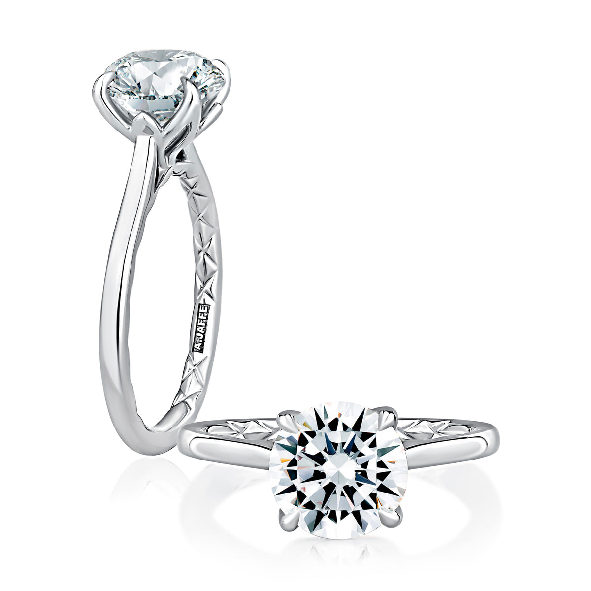 A. Jaffe Tulip Solitaire Engagement Ring in 14K White Gold