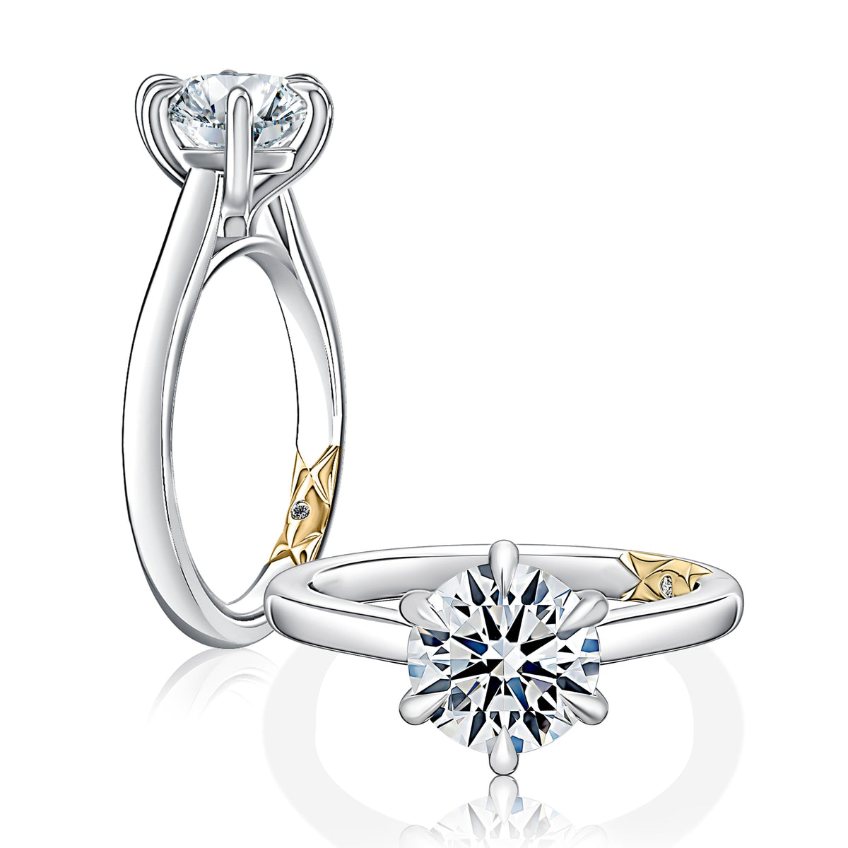 A. Jaffe Classic Six-Prong Solitaire Engagement Ring in 14K White Gold