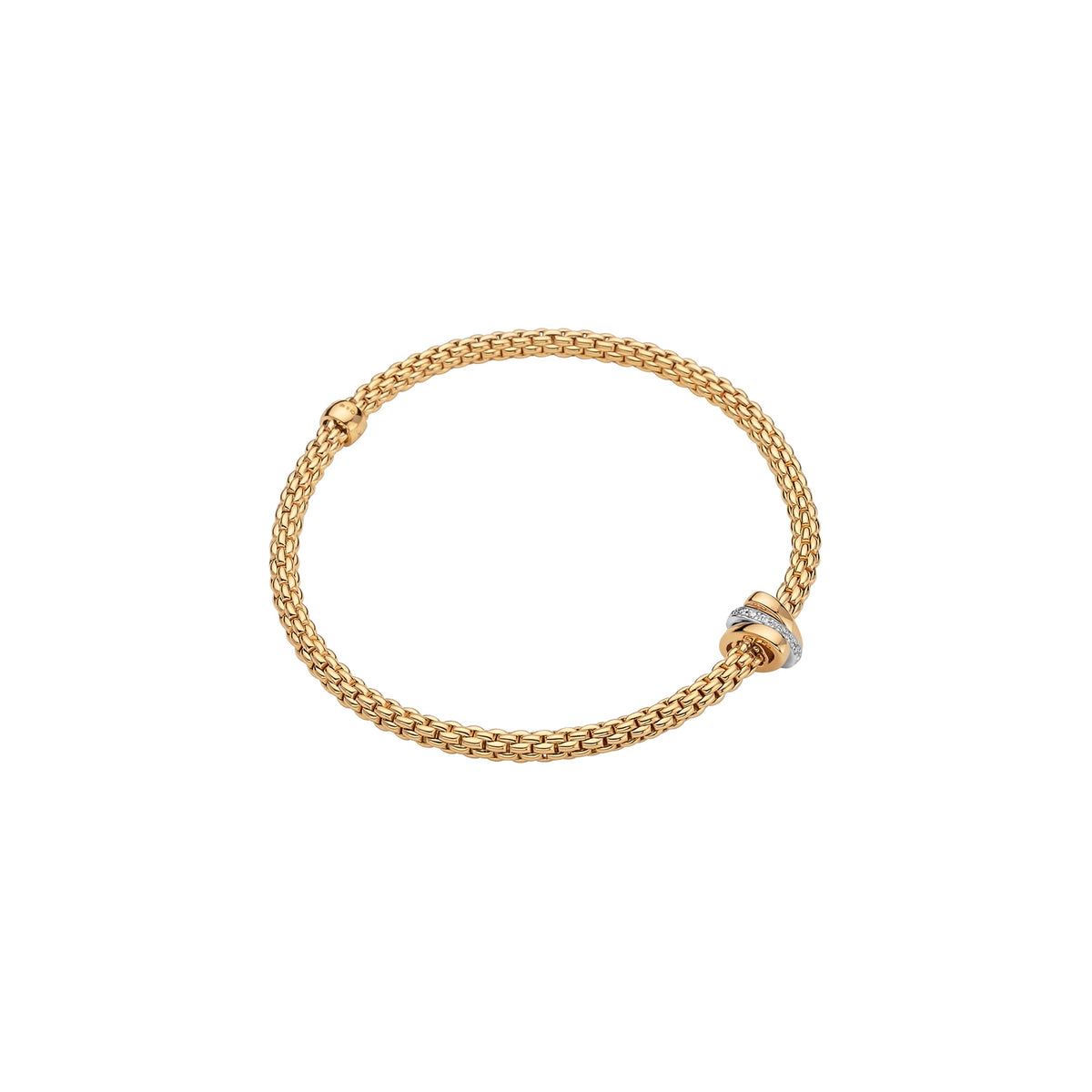 FOPE 18Kt Yellow Italian Gold 0.10cttw Diamond Rondel PRIMA Flex'It Bracelet - M