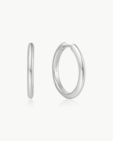 Ania Haie Sterling Silver Tube Medium Hoop Earrings