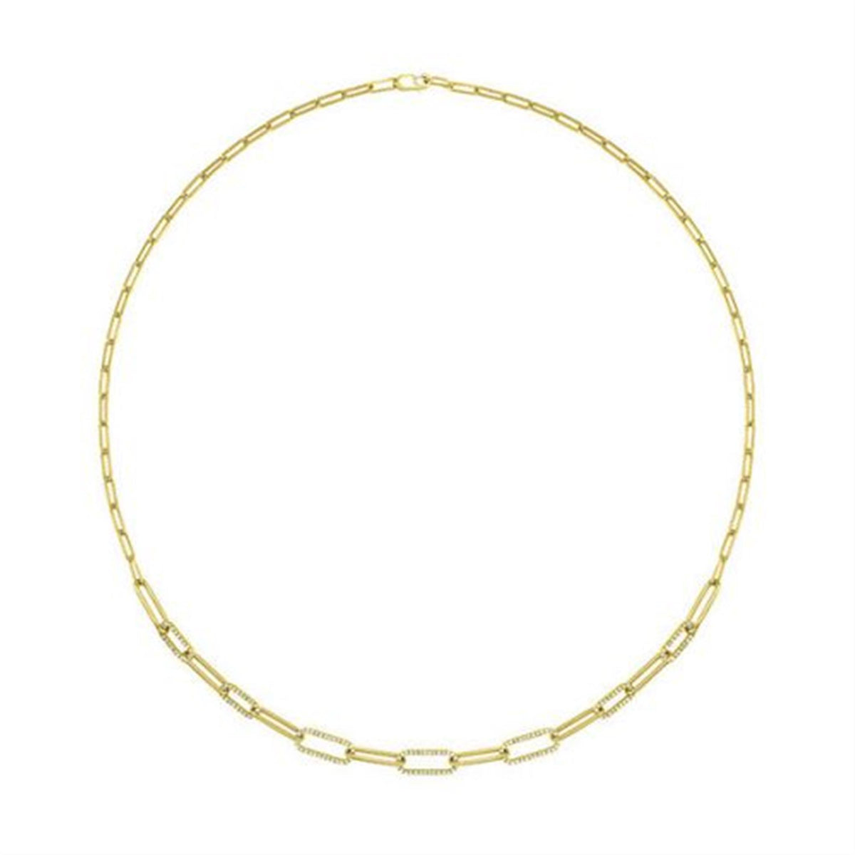 14K Yellow Gold Paperclip Necklace with .50cttw Diamonds