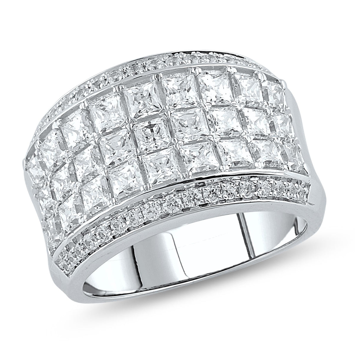 Invisible Set 14Kt White Gold Classic Ring With 3.00cttw Natural Diamonds