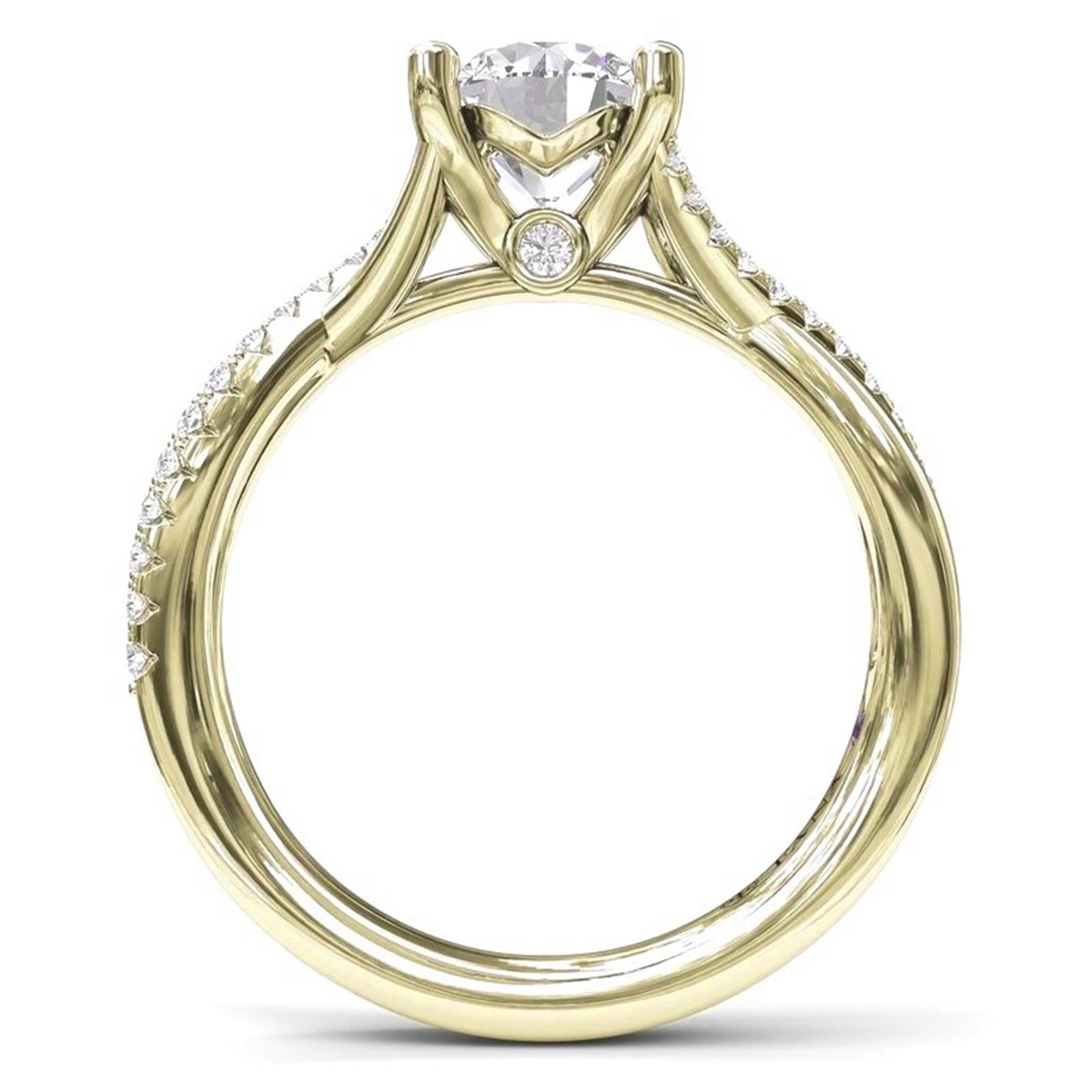 Fana 14Kt Yellow Gold Engagement Ring Mounting With 0.27cttw Natural Diamonds