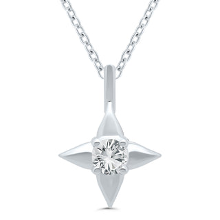 Star of Hope Sterling Silver April Birthstone Pendant with 3mm Round Lab-Grown Diamond on 18" Chain