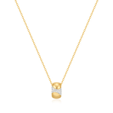 Ania Haie 14Kt Gold Plated Sterling Silver Puffed Rivulet Pave Necklace