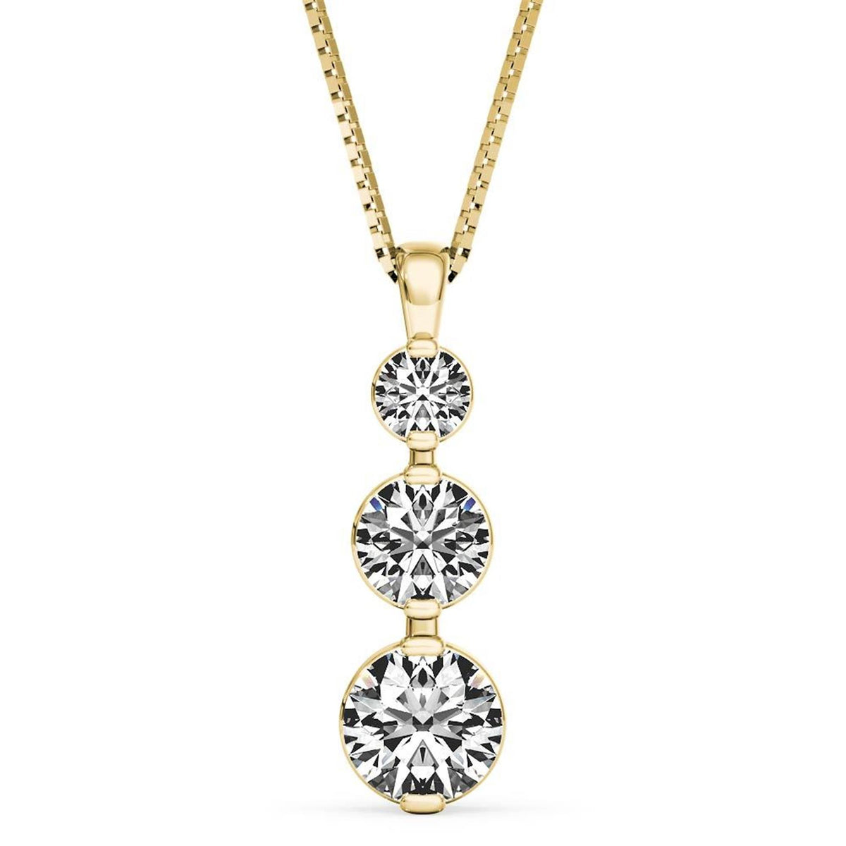 Past, Present, Future 14Kt Yellow Gold 3-Stone Pendant With .50cttw Natural Diamond
