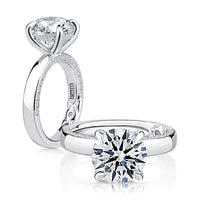 A. Jaffe Round Center Diamond Solitaire Engagement Ring with Accent Diamonds In Ring Edge