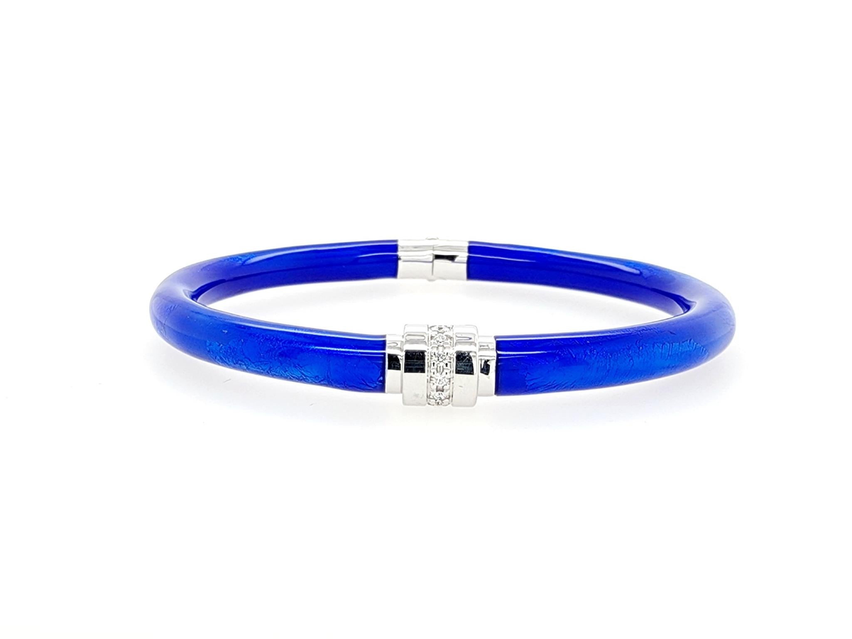 Soho Italian Sterling Silver  Cobal Blue  Enamel Bangle Bracelet