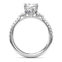 14Kt White Gold Three-Stone Engagement Ring Mounting With 0.41cttw Natural Diamonds