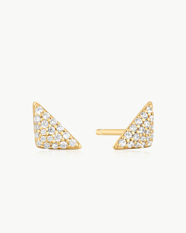 Ania Haie Sterling Silver with 14Kt Gold Plating Triangular Cubic Zirconia Pave Studs