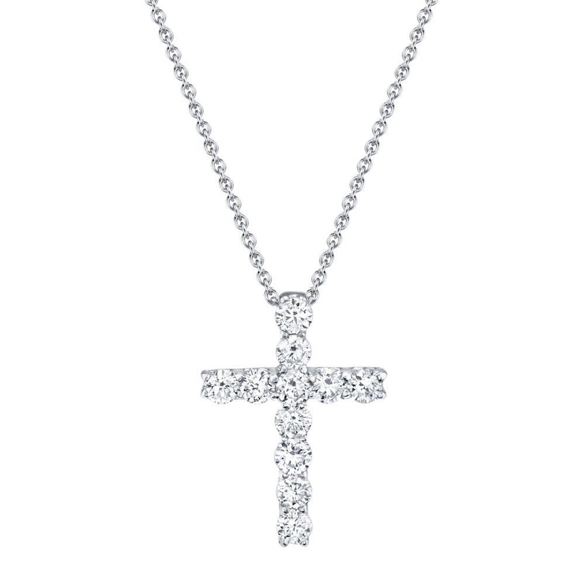 14Kt White Gold Cross Pendant With .32cttw Natural Diamonds