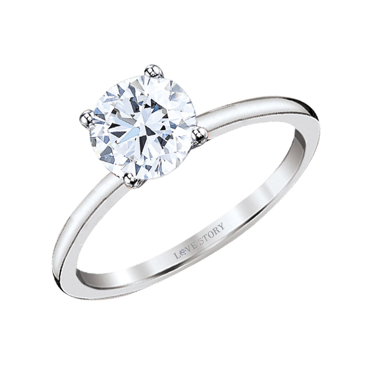 14Kt White Gold Solitaire Ring With 0.70ct Round Natural Center Diamond