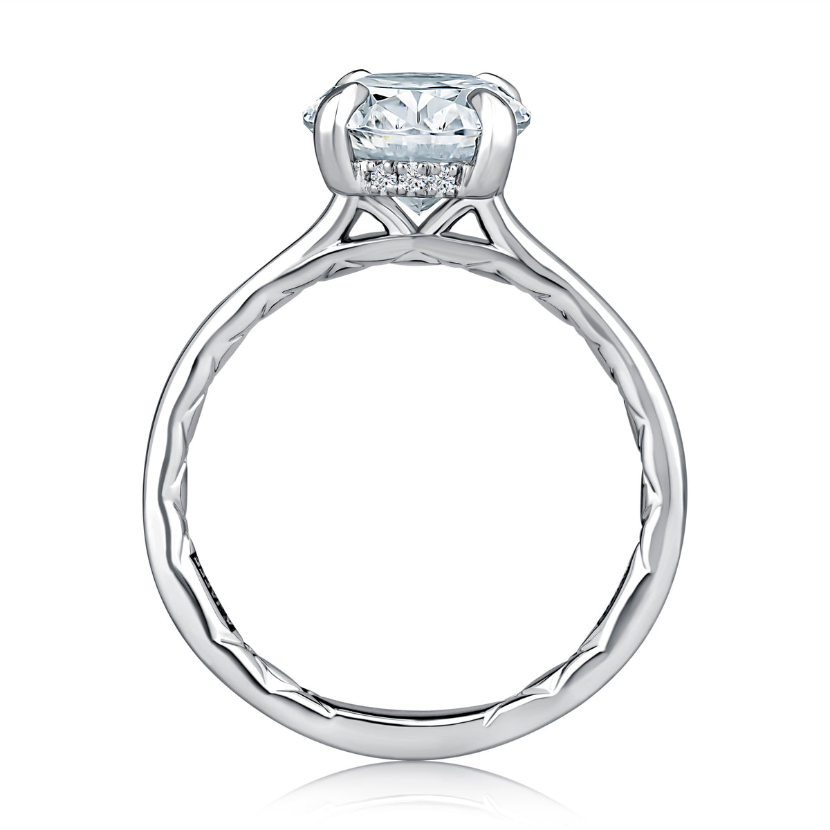 A. Jaffe Oval Hidden Halo Ring in 14K White Gold