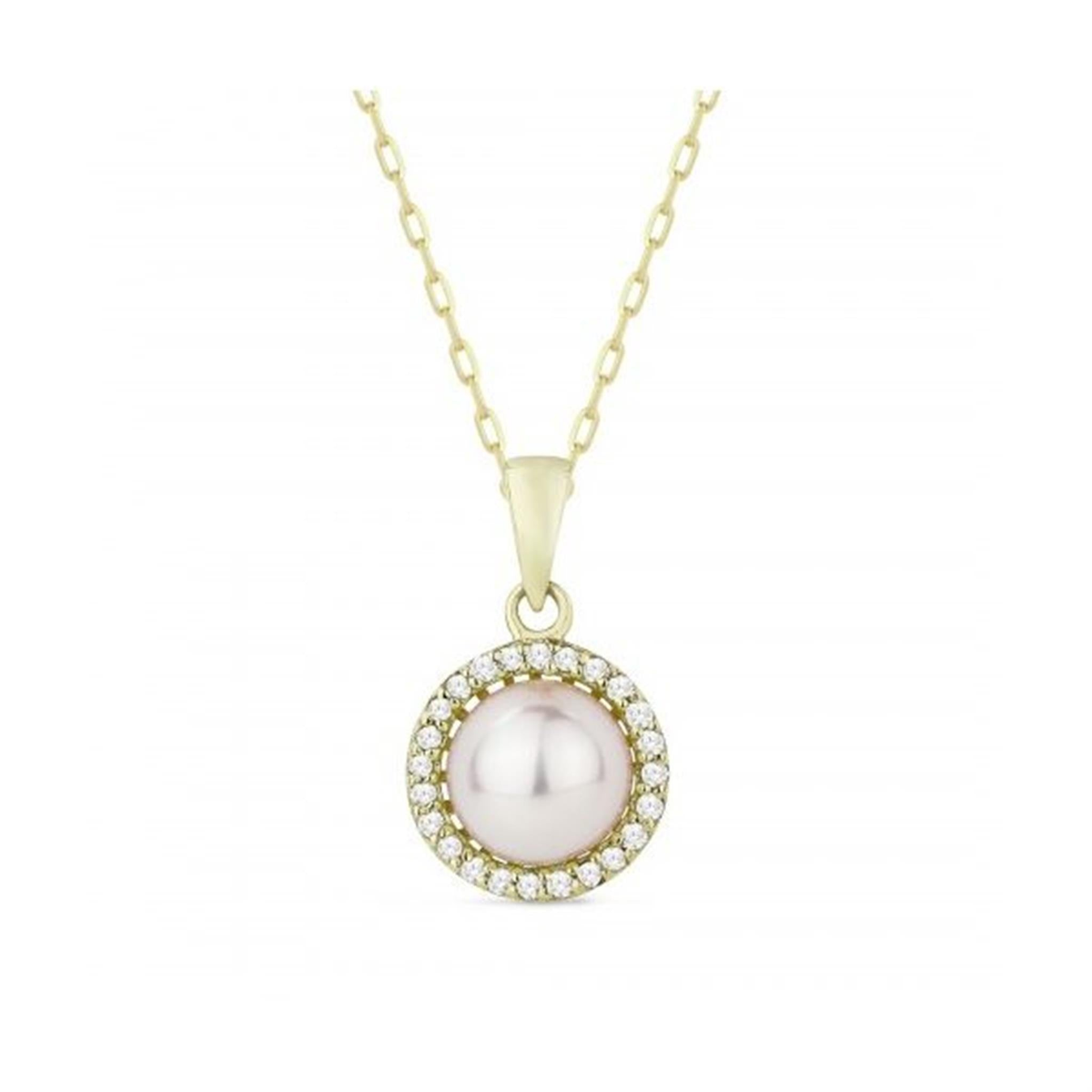 14Kt Yellow Gold Halo Pendant With 6mm Fresh Water Cultured Pearl