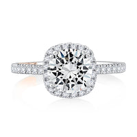 A. Jaffe Round Halo Pave Engagement Ring Mounting in 14K White Gold