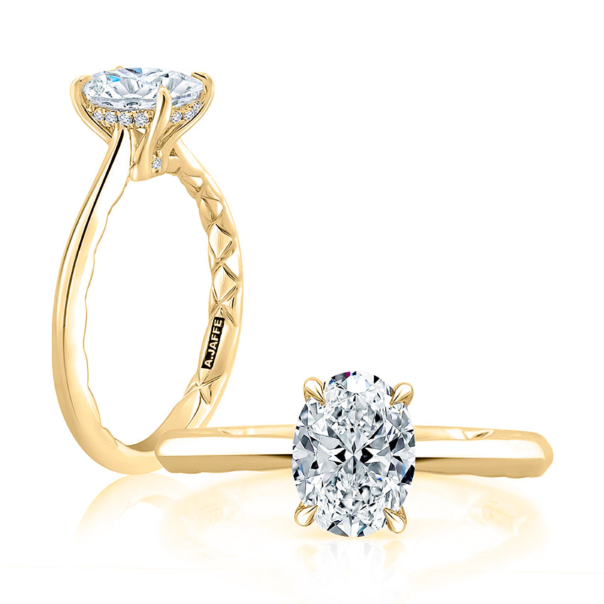A. Jaffe Hidden Halo Solitaire Engagement Ring in 14K Yellow Gold