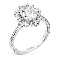 18Kt White Gold Halo Engagement Ring Mounting With 0.62cttw Natural Diamonds